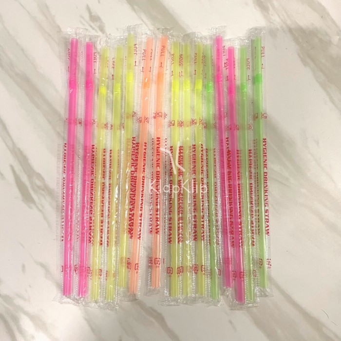 TERLARIS 1000PCS SEDOTAN NEON STERIL 6MM X 24CM SEDOTAN TEKUK BUNGKUS PLASTIK PLASTIC STRAW -