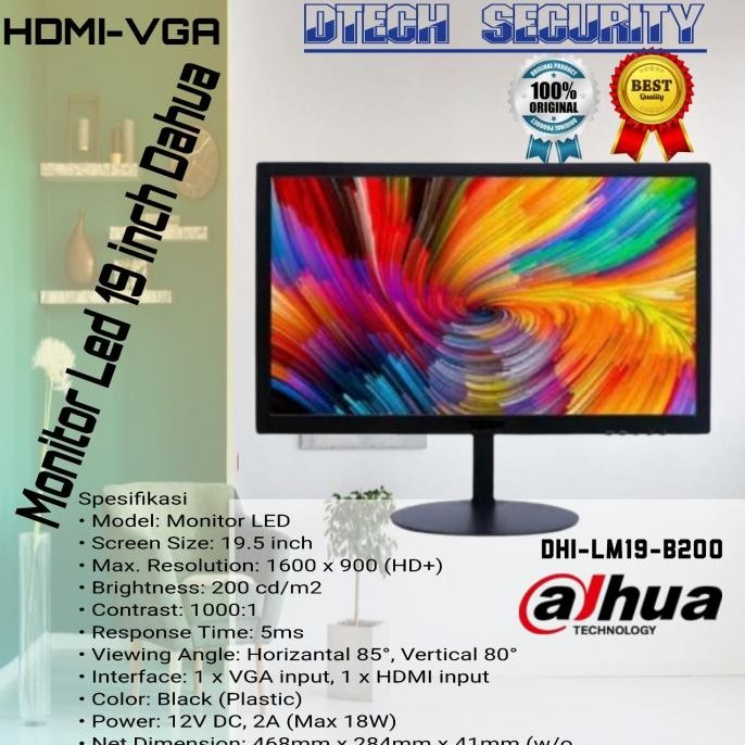 BARU MONITOR LED DAHUA 19INCH HDMIVGA DAHUA MONITOR DHI-LM19-B200