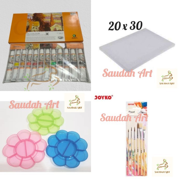 

Paket Kanvas Lukis 20x30 (kanvas,kuas,palet,cat minyak @12ml)
