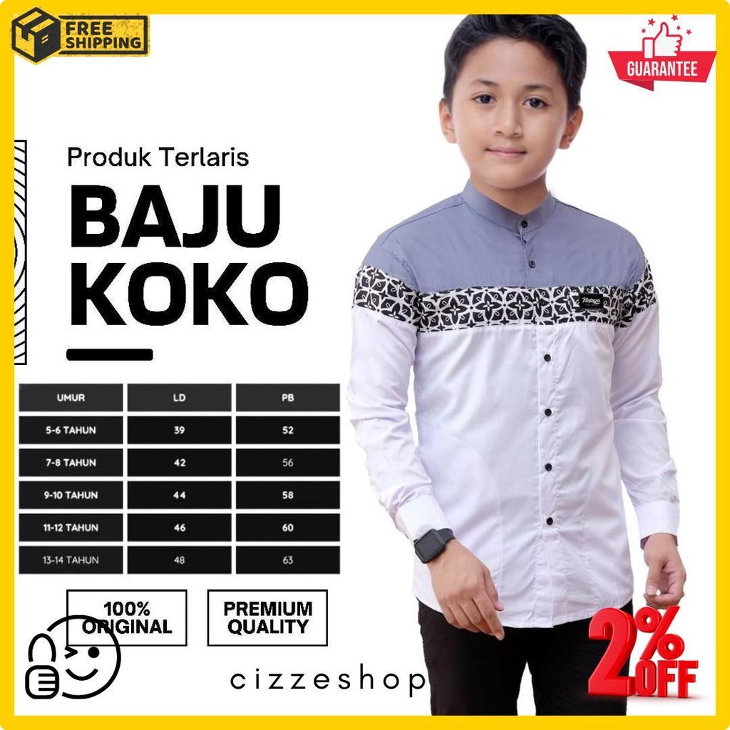 Baju Kemeja Koko Anak Lengan Panjang Umur 5 Sampai 14 Tahun Terbaru Diskon Setengah Harga