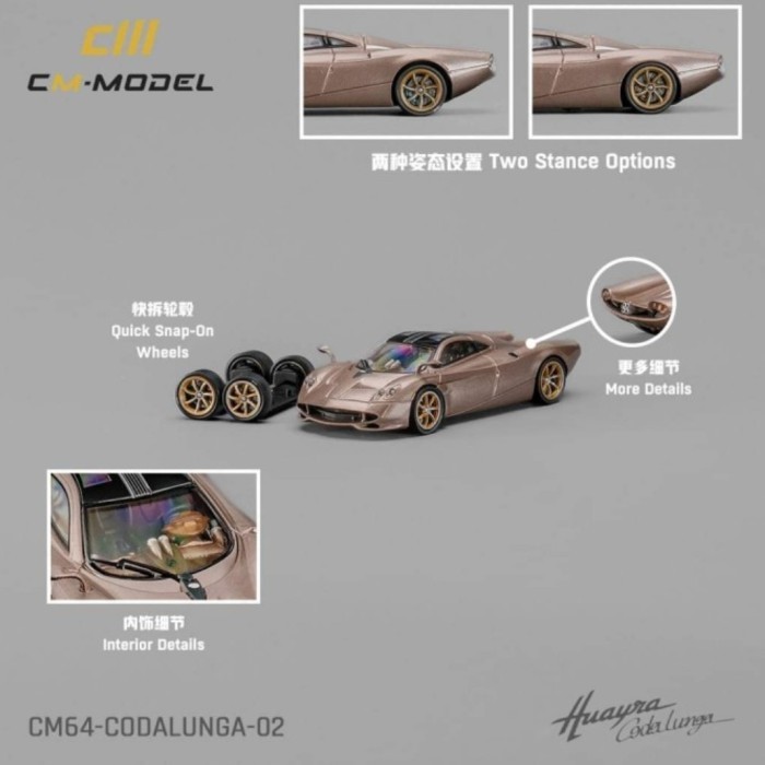 CM Models 1/64 Pagani Huayra Codalunga Gold Diecast