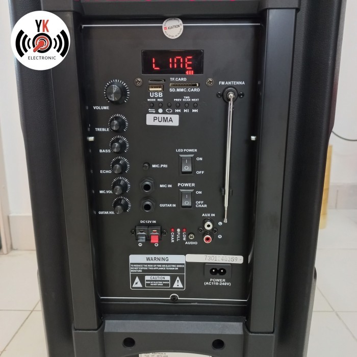 Speaker portable wireless Asatron Puma 12 inch bluetooth Terbaru Berkualitas