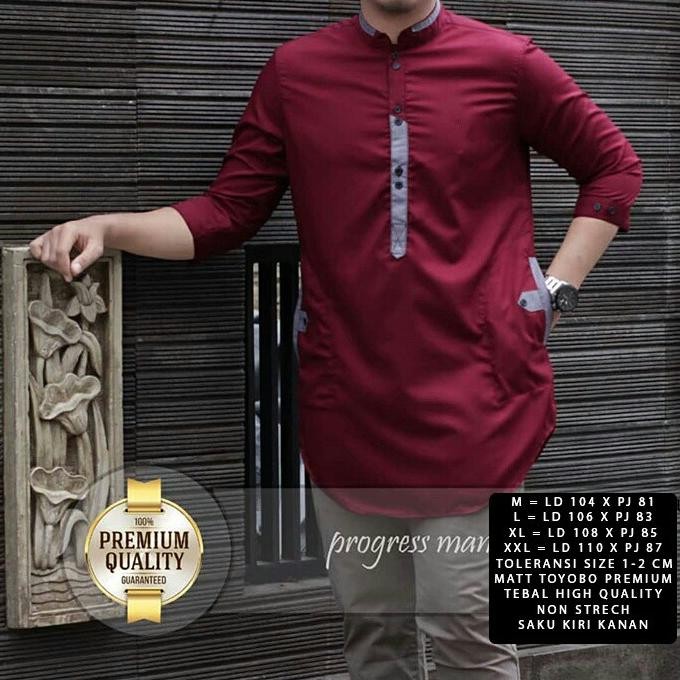 Promo Ramadhan Qaireen Baju Muslim Koko Jenko Lengan Panjang 3/4 Terbaru Termurah