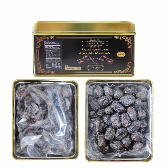 

Kurma Ajwa/Nabi Madinah Super Jumbo/Grade A Kemasan Kaleng Premium 1kg