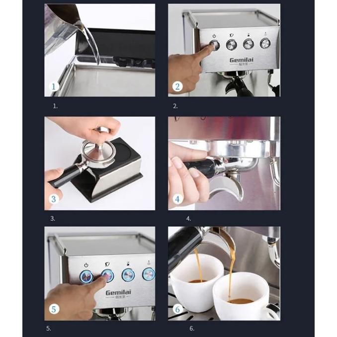 Mesin Kopi Espresso Coffee Maker Frothing 15 Bar 10A 1.7L Silver Crm3005E Gemilai Jilbabputih2