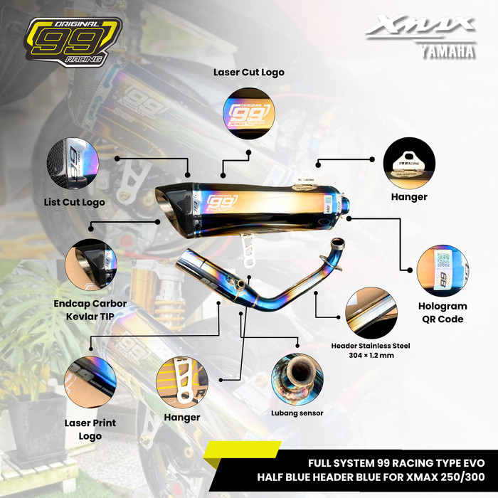 knalpot xmax 250 fullsystem original 99 racing type evo free db killer