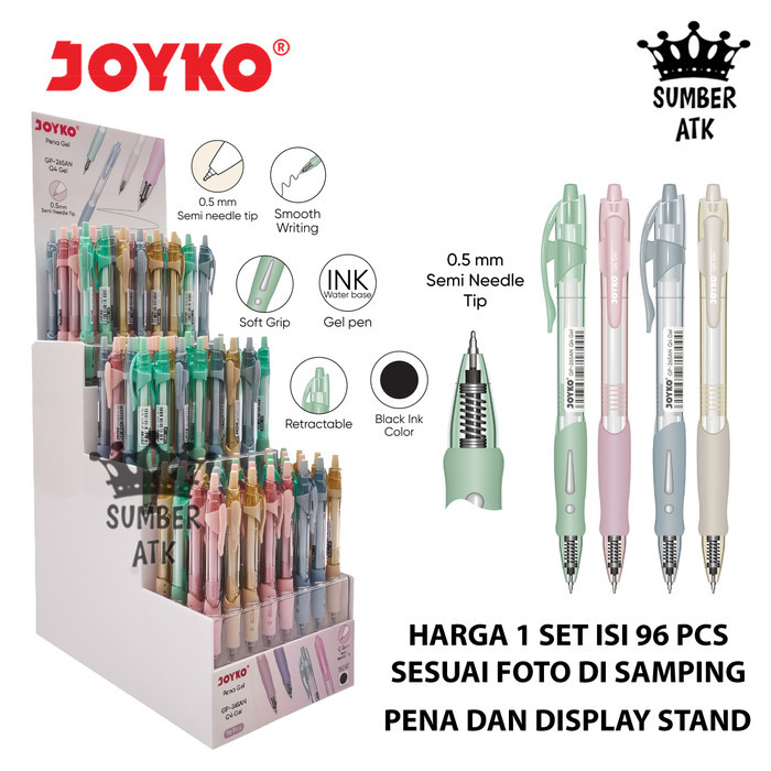 

Gel Pen Pulpen Pena Joyko GP-265AN-96 96 PCS DISPLAY STAND Q4 Semi Needle Tip Gel 0.5 mm