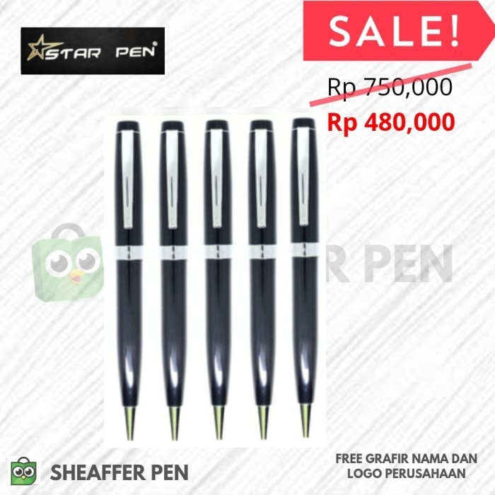 

STAR PEN Glossy Black Featuring Chrome Trim 5pcs Ballpoint Pen