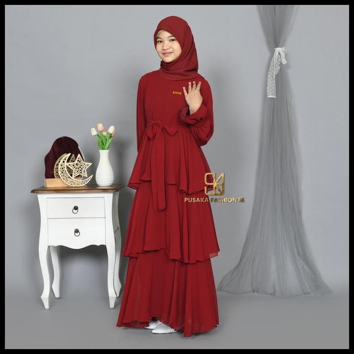 Terlaris Elsa Gamis Pesta Anak Perempuan Remaja Tanggung Muslim Ceruty Untuk Usia 8 - 17 Tahun Long 