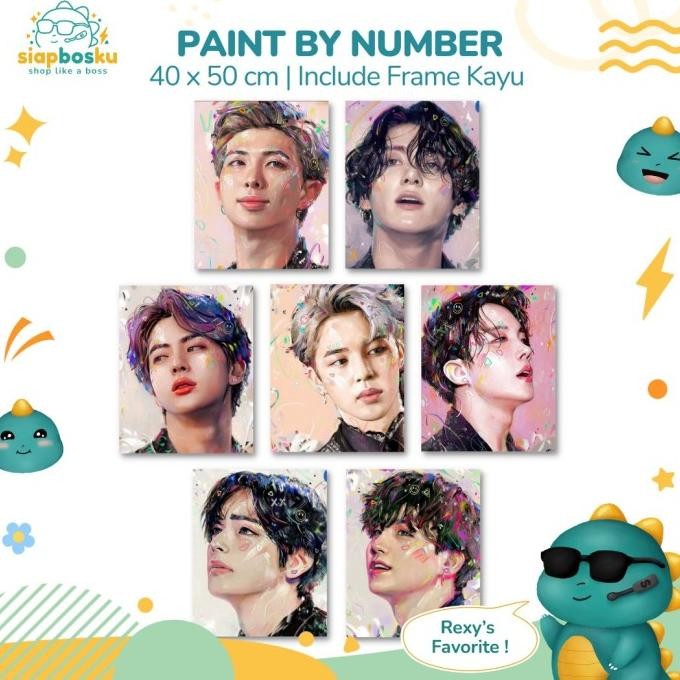 

KANVAS LUKIS BESAR BTS 40X50 CM CANVAS PAINTING BY NUMBER INC CAT KUAS