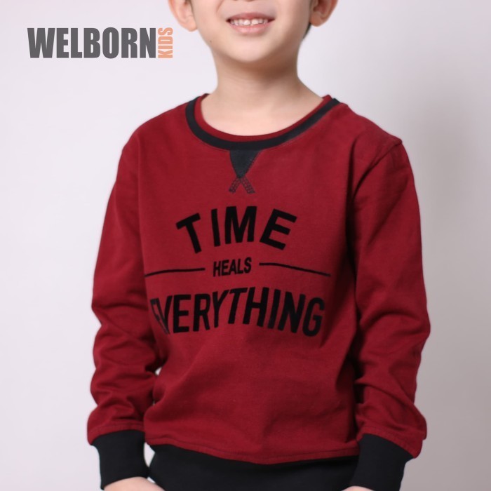 Welborn Kids Sweater Maroon Everything Anak Laki