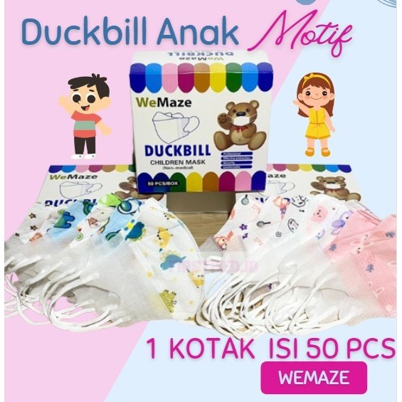 TERUJI MASKER DUCKBILL ANAK MOTIF ISI 50 PCS WEMASK/WEMAZE COWOK CEWEK MASKER KODE 1332