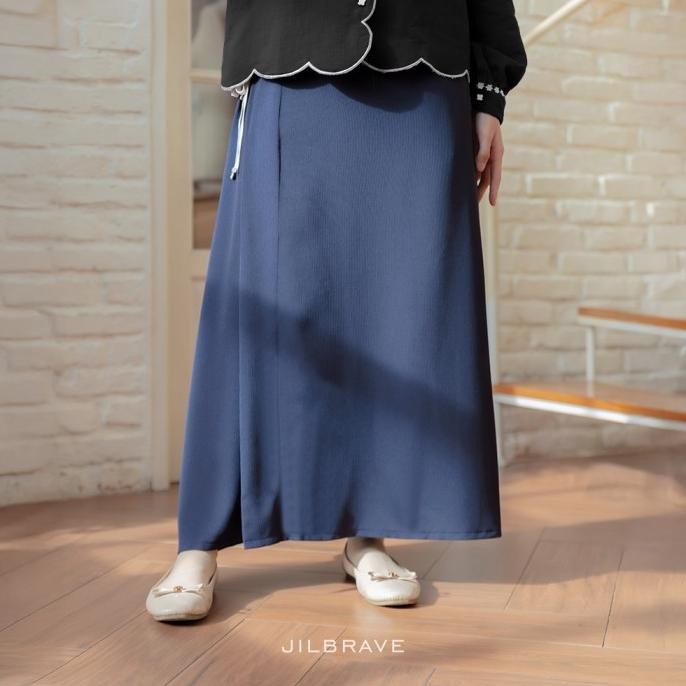 JILBRAVE Ashki Skirt Rok Coquette Aesthetic Cutting A-line dengan Pita Ribbon Korean Style