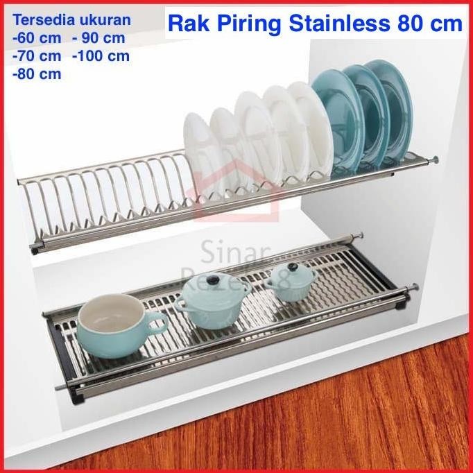 80 cm Rak Piring Gelas Gantung Stainless Baleno Kabinet Dapur Kitchen