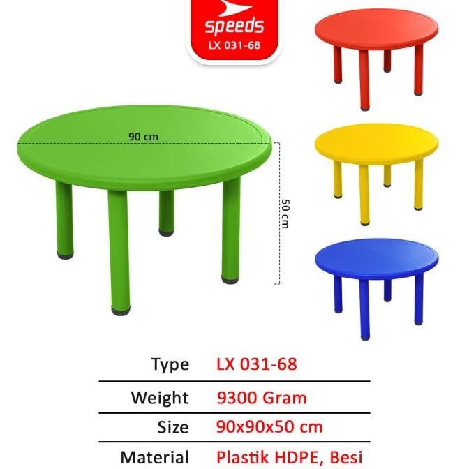 Spesial Speeds Meja Anak Model Bundar Hdpe Kids Table Meja Lingkaran Tk Paud Colorful Kids Table War