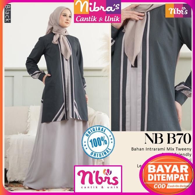 Gamis Nibras Terbaru 2022 Dress Wanita Dewasa Promo Nb B70 Black Navy Original