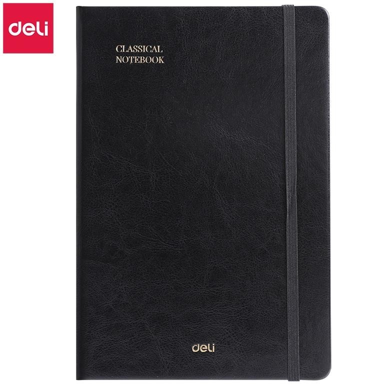 

COD Deli Leather Cover Notebook / Buku Catatan / Agenda Sampul Kulit A5 80 96 Lembar 70GSM Hard Cover EN111L EN12XL EN132L ru-8