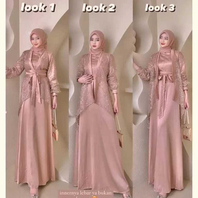 t-56 TERLARIS // VELOXA DRESS BY AASIYAH_KHASANAH BAHAN SATIN SILK PREMIUM Viral