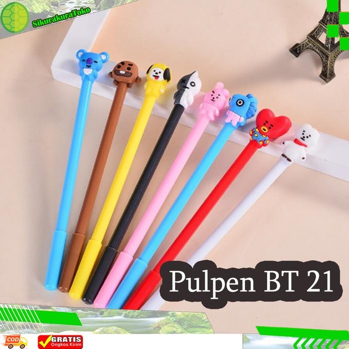 

TERBARU PULPEN BT21 BLACK INK GEL PEN / PENA BTS / ARMY STATIONARY / PULPEN BTS / PENA BOLPOIN