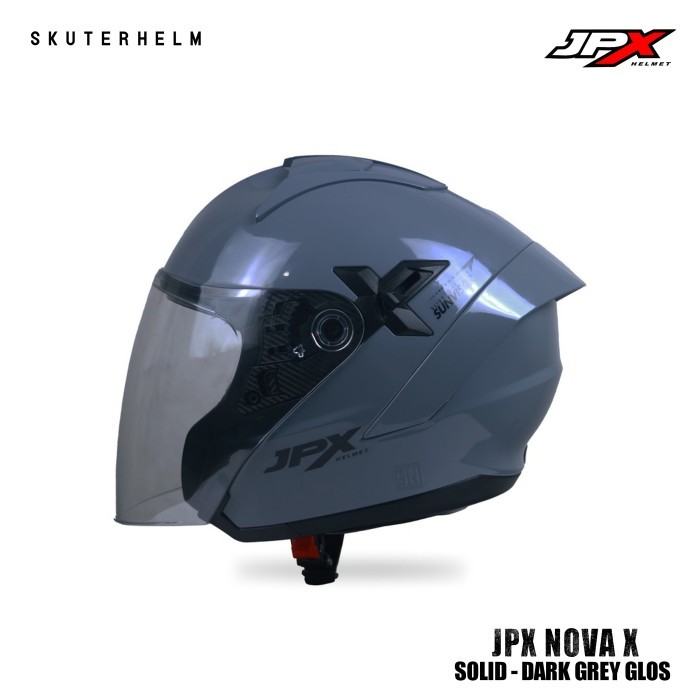 Helm Jpx Nova X Solid Dark Grey Gloss Black