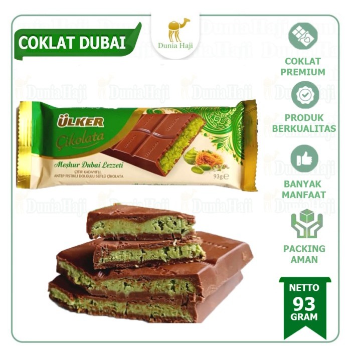 

Ready Coklat Dubai Viral Ulker Isi Pistachio Kadayif Pastry Kunafa Chocolate Cokelat