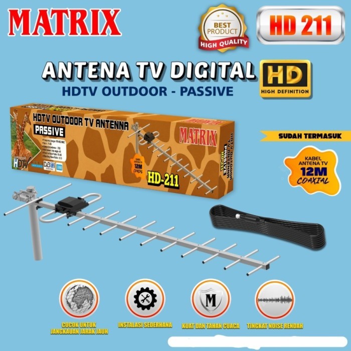 PROMO ANTENA LUAR MATRIX HD 211 Antena TV Digital + Kabel 12 Meter - Matrix