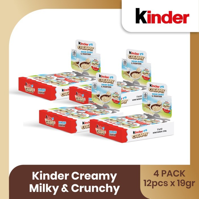 

Ready Kinder Creamy Milky & Crunchy 19gr Isi 12pcs - 4 PACK