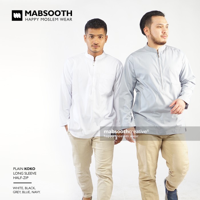 Mabsooth Baju Koko Lengan Panjang Tipe Resleting