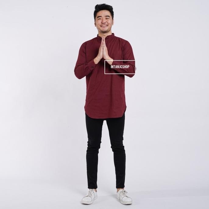 Kemeja Kurta Pria Baju Cowok Koko Hitam Putih Maroon Navy Biru Xxl Rafifnarendra20