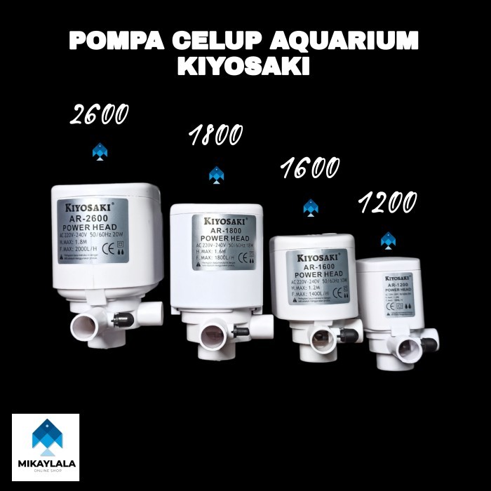 TERLENGKAP POMPA CELUP KIYOSAKI 2600 1800 1600 1200 MESIN FILTER AQUARIUM