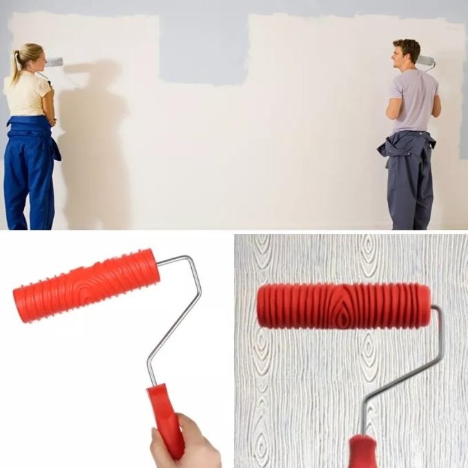 Kuas Roller Brush Rol Cetak Motif Kayu Cat Lem Dinding Wallpapper Original Dan Terpercaya
