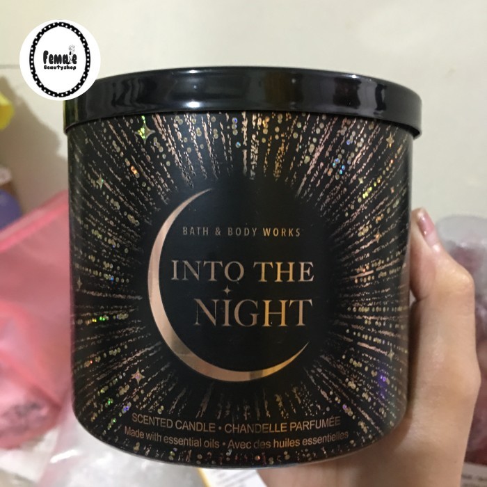 Bath & body works bbw into the night candle / lilin 3 wicks ori 100