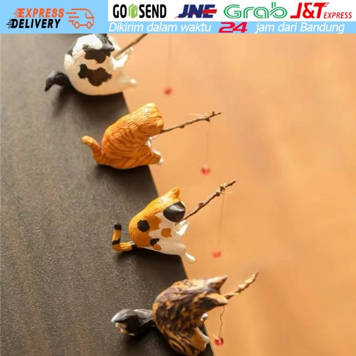 TERBARU Patung Memancing Ornamen Streng Kucing Mancing Dekorasi Aquarium