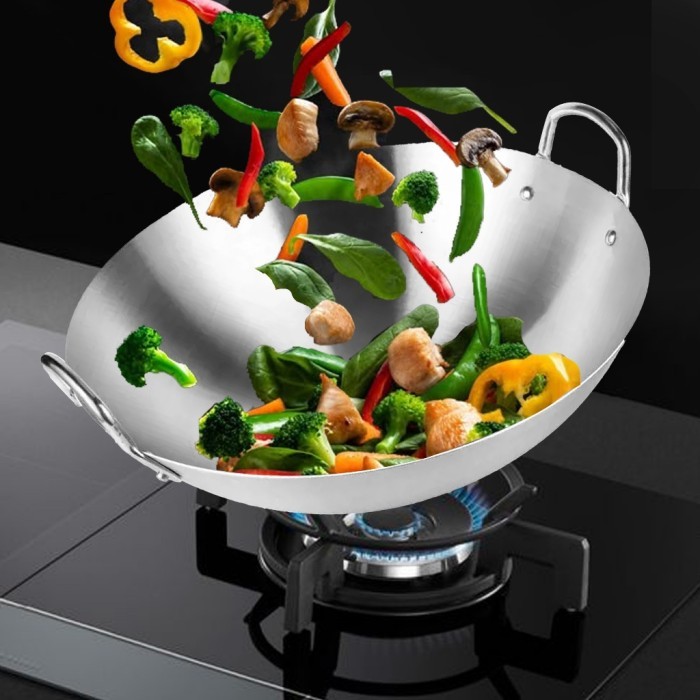 Wajan Kuali Premium Tebal/Kuali Stainless Steel/Wajan Griffin Stainless - Kuali Besar Katel Anti