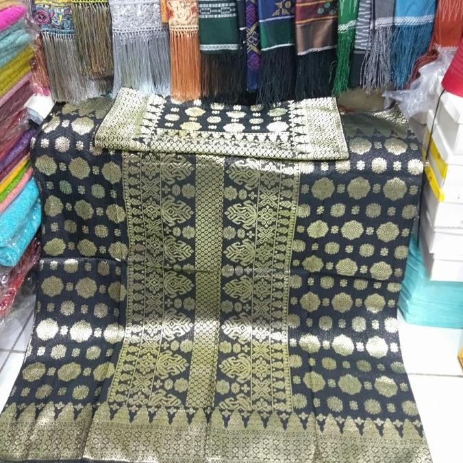 Miliki Songket Mesin Palembang Motif Cantik Manis Warna Hitam
