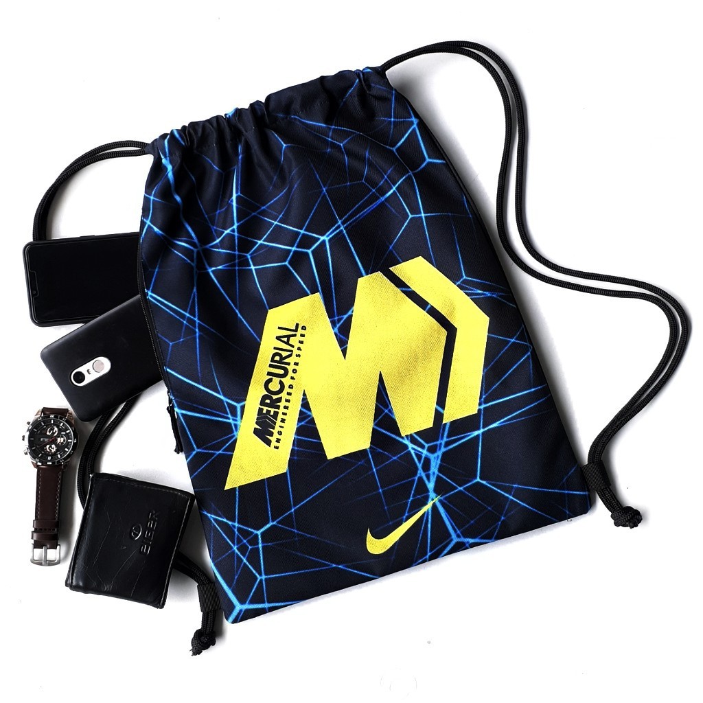 New Tas Serut String Bag Gymsack Tas Futsal Sepak Bola Tas Olahraga Nike Mercurial Blue