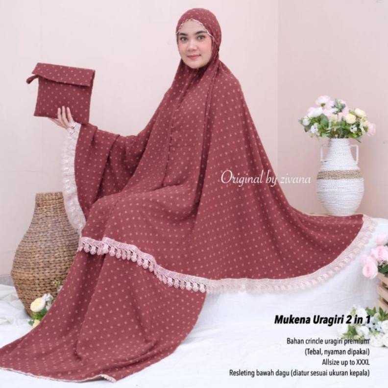 Voucher Lebaran Mukena Dewasa Uragiri Dot Mix Renda / Mukena Mewah / Mukena Lebaran / Mukena Elegan 