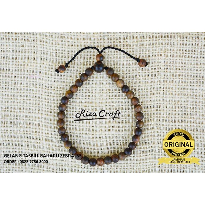 Terjangkau Gelang Tasbih Kayu Gaharu Wangi Asli Kalimantan Motif Zebra Hitam