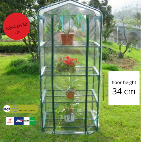 Greenhouse Rumah Kaca Portable Knock Down Transparan 4 Layer