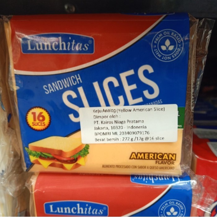 

Lunchitas sandwich slice american flavour cheese 272gr
