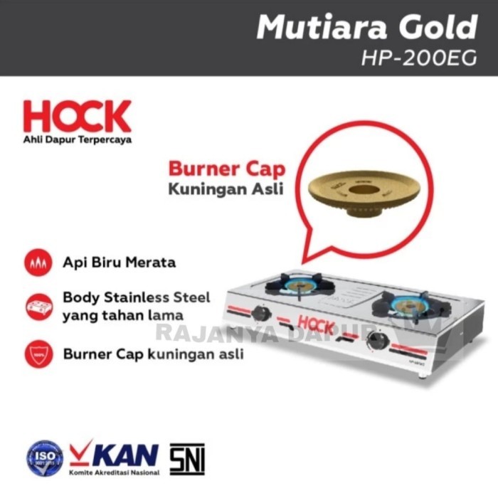 Hock Kompor Gas Elegant Gold Hp - 200 Eg (2 Tungku) - Kompor Hock 2 Tungku Stainless Steel