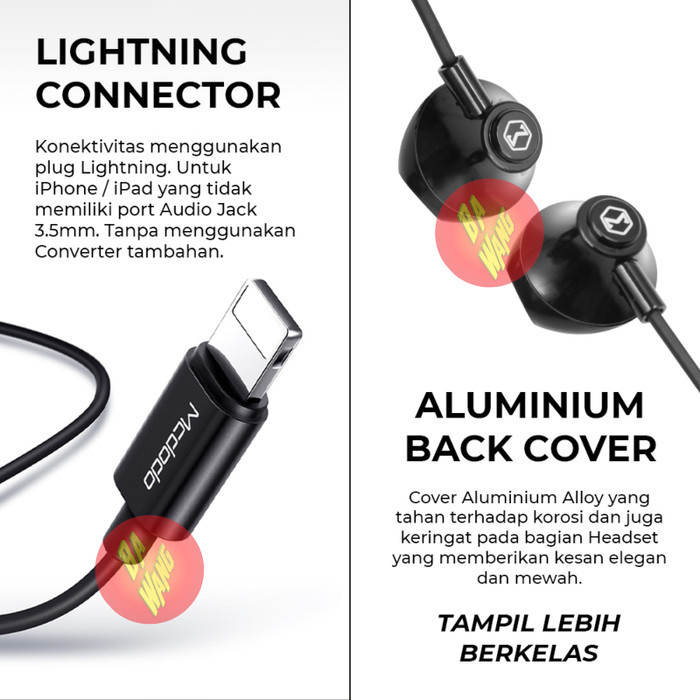 MCDODO Lightning Earphone Headset Handfree 1.2M