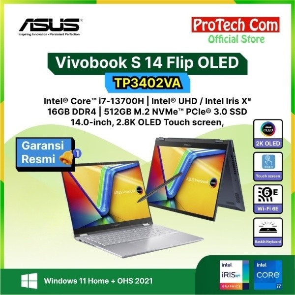 Asus Vivobook S 14 Flip Oled Tp3402Va I7-13700H 512Gb Touchscreen W11