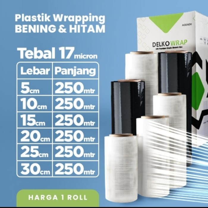 

Plastik Wrapping Bening Delkowrap Stretch Film Putih Hitam 30X250