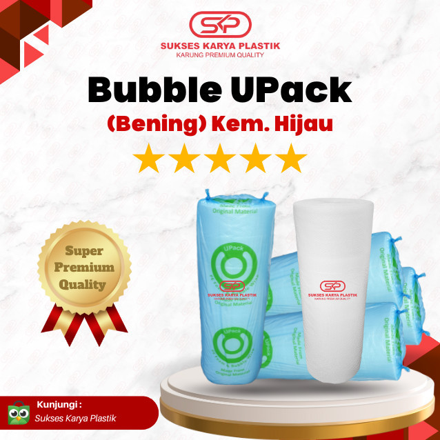 

Plastik Buble (Bubble Wrap Roll 50M Bening Merek U Pack Kemasan Hijau
