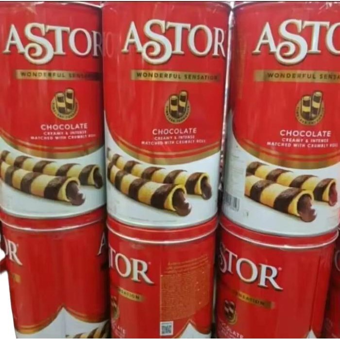 

1 dus isi 6 kaleng Astor wafers roll kaleng 330gr wafer lebaran Rendah gula Camilan Makanan Cookies