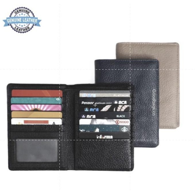 Siap Kirim Dompet Kartu Besar Kulit Asli Pria Wanita P014 - Hitam