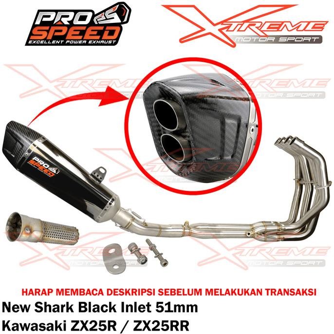 Miliki Knalpot Prospeed Shark Black Kawasaki Zx25R 4 Cylinder Fullsystem