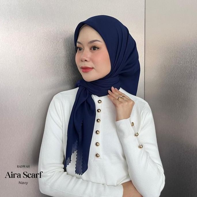 Diskon Radwah - Premium Aira Scarf Voal - Kerudung/Jilbab Segi Empat Muslim Square Wanita Basic - Te