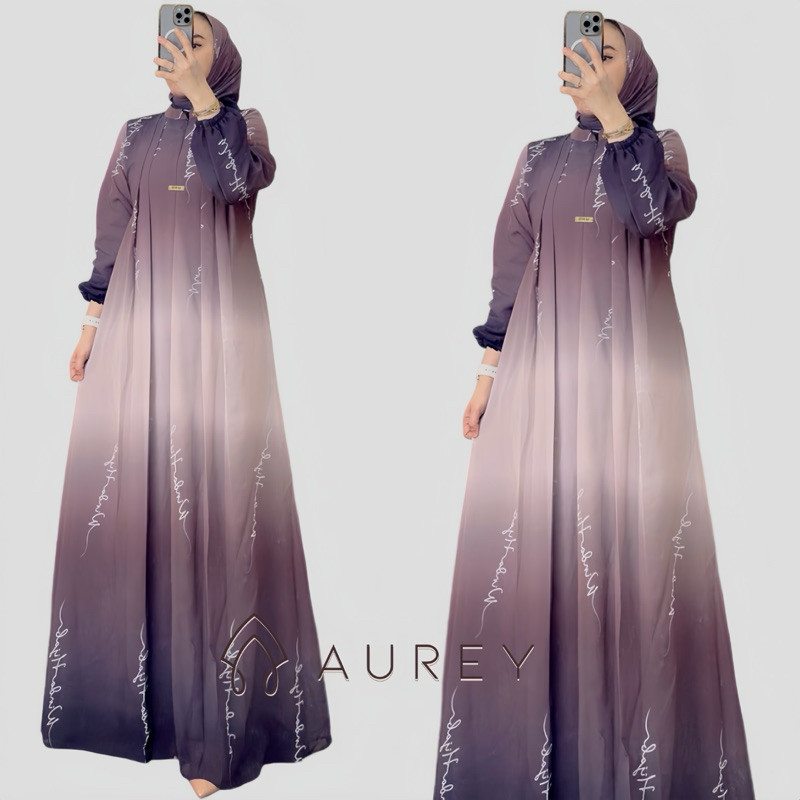 AUREY set hijab givani gamis wanita dress mewah motif gradasi motif busui friendly gamis ceruti